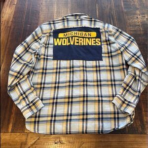 SOJARA Michigan Wolverines Vintage Reworked  Flannel Unisex Large